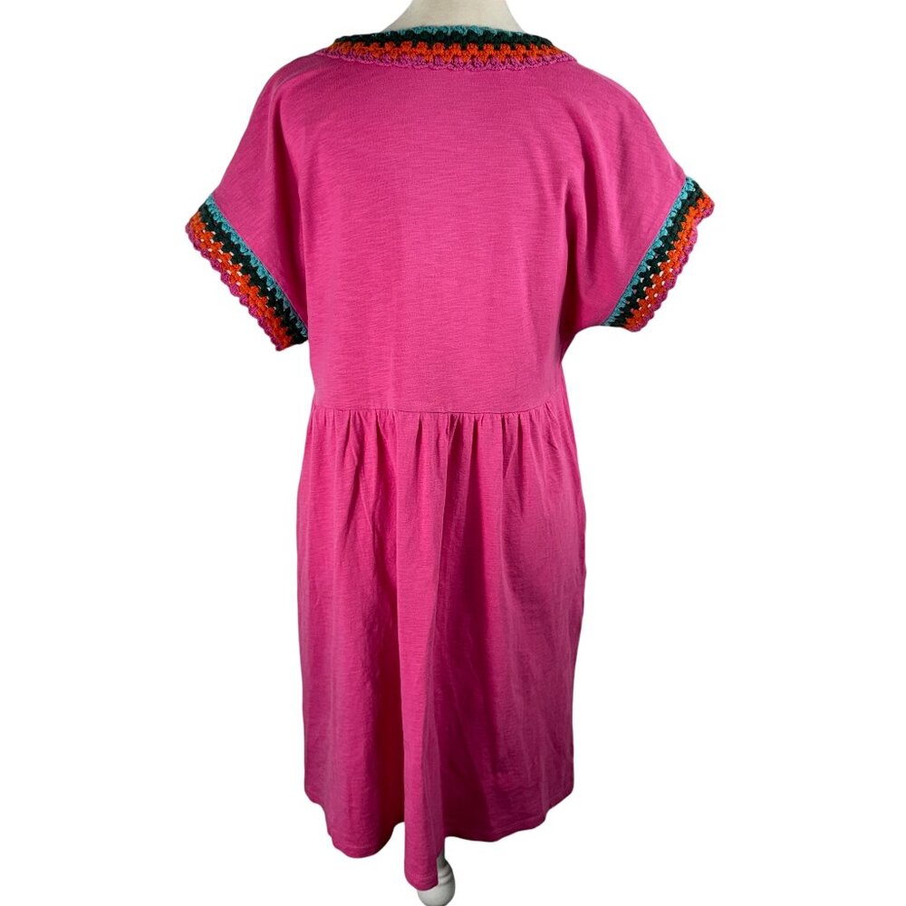 Boden Pink Crochet Trim Empire Waist Dress with Pockets Size 8P - Picture 3 of 12